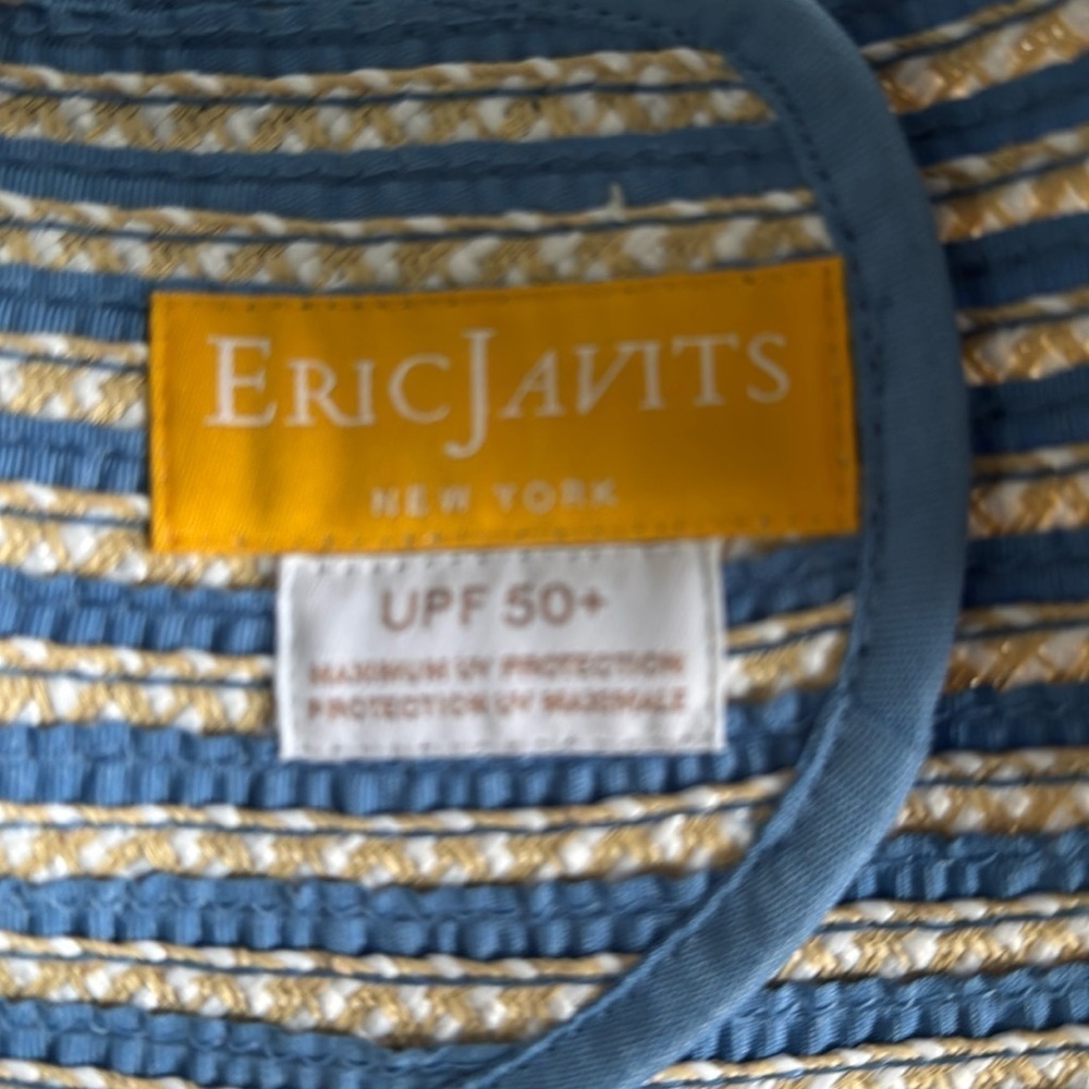 Eric Javits Brooke Blue Cream Mix Wide Brim Packable Visor Hat - Picture 6 of 8